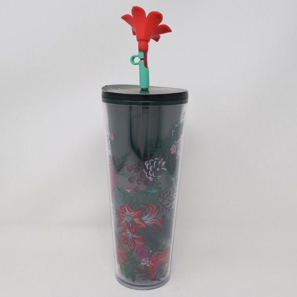 Starbucks Holiday 2022 Poinsettia Venti Tumbler Flower Straw Topper Rosette New - Picture 4 of 15